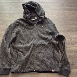 Quiksilver Gray Zip Up Sweater with Stand-Up Collar